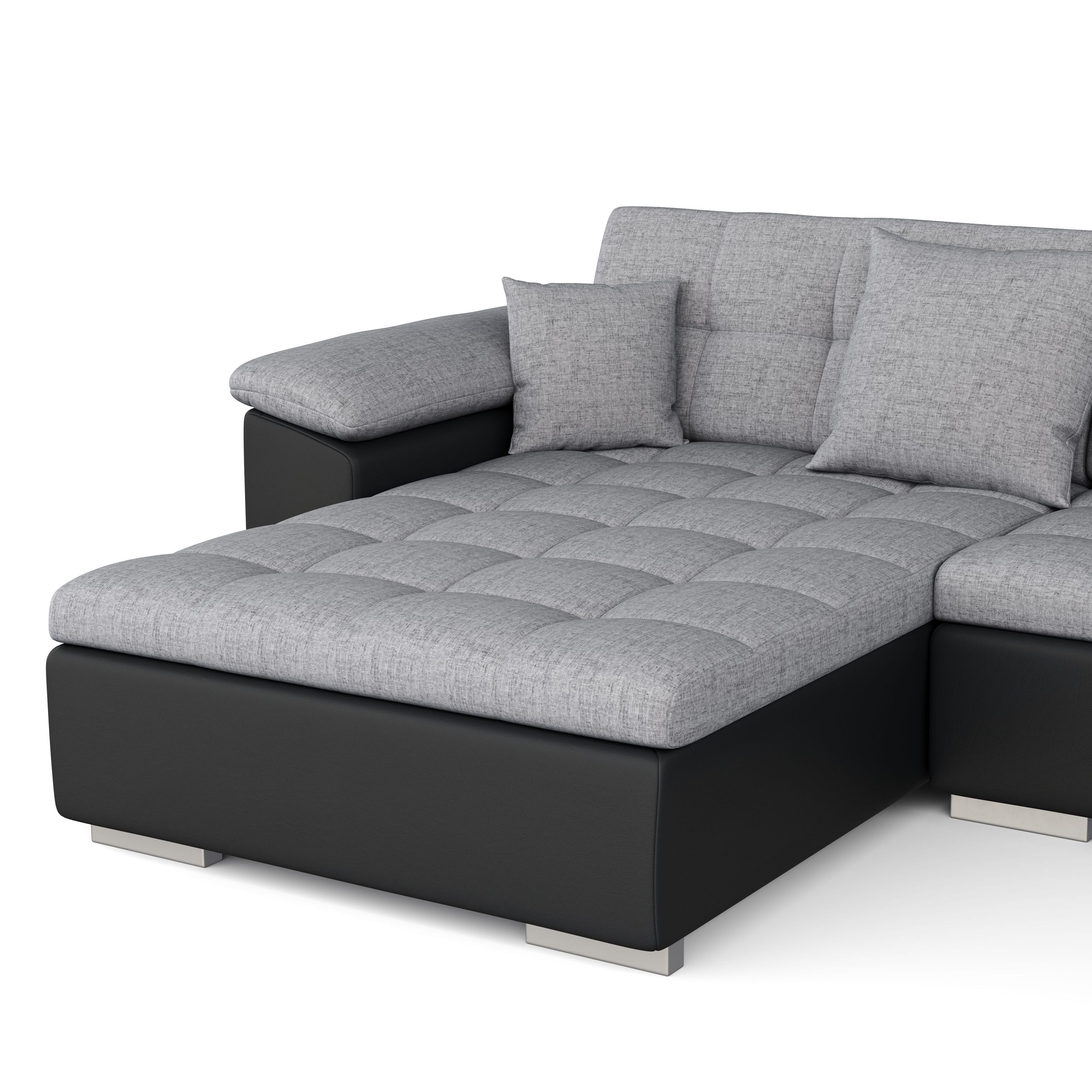 Ecksofa ARIA links grau/schwarz