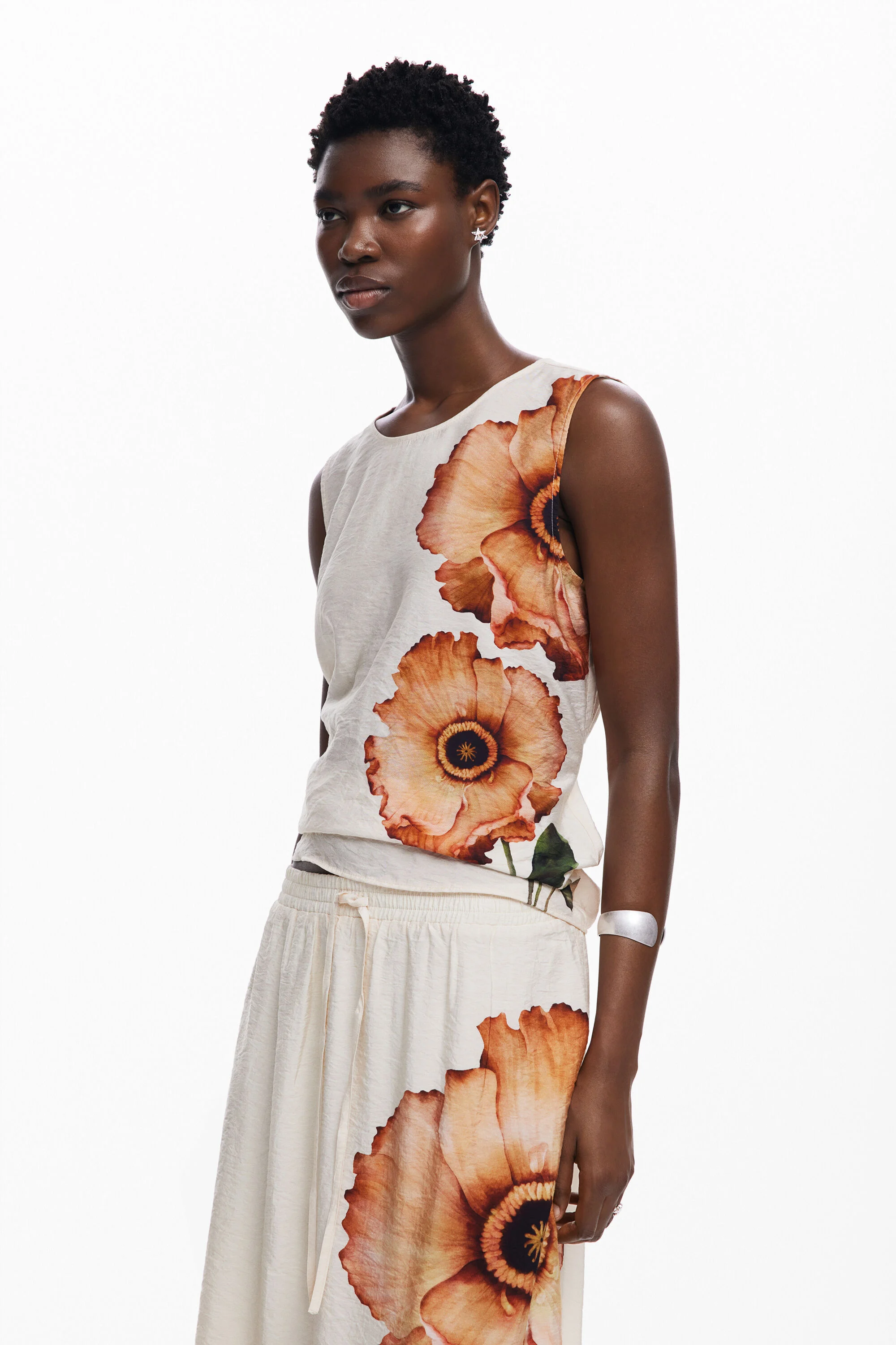 Falda midi flores