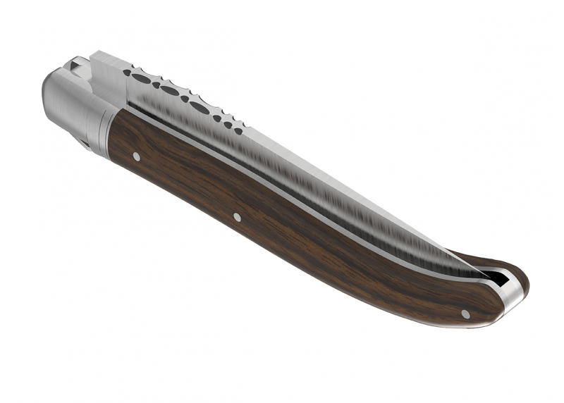Couteau Laguiole avec un manche en bois de noyer et 1 mitre en acier inoxydable