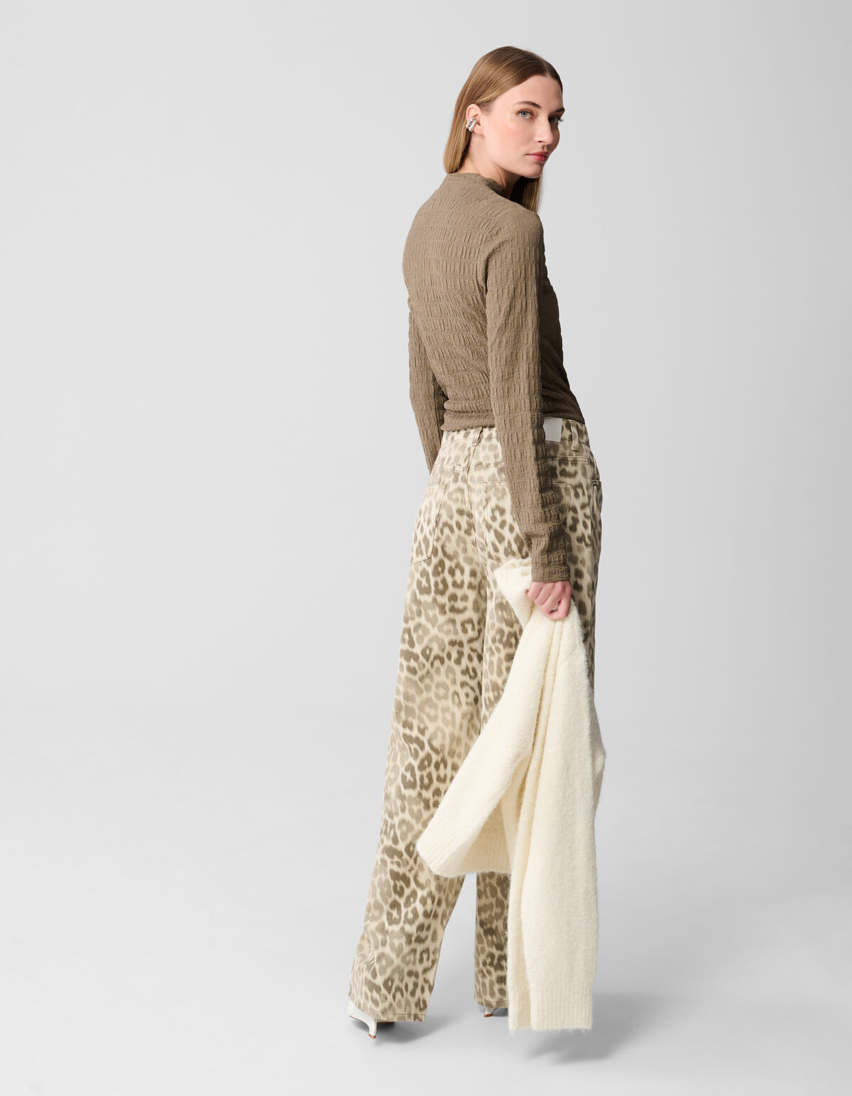 Structuur Longsleeve Top Khaki