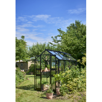 Tuinkas Royal Well Birdlip 48 zwart gecoat met 3mm veiliheidsglas