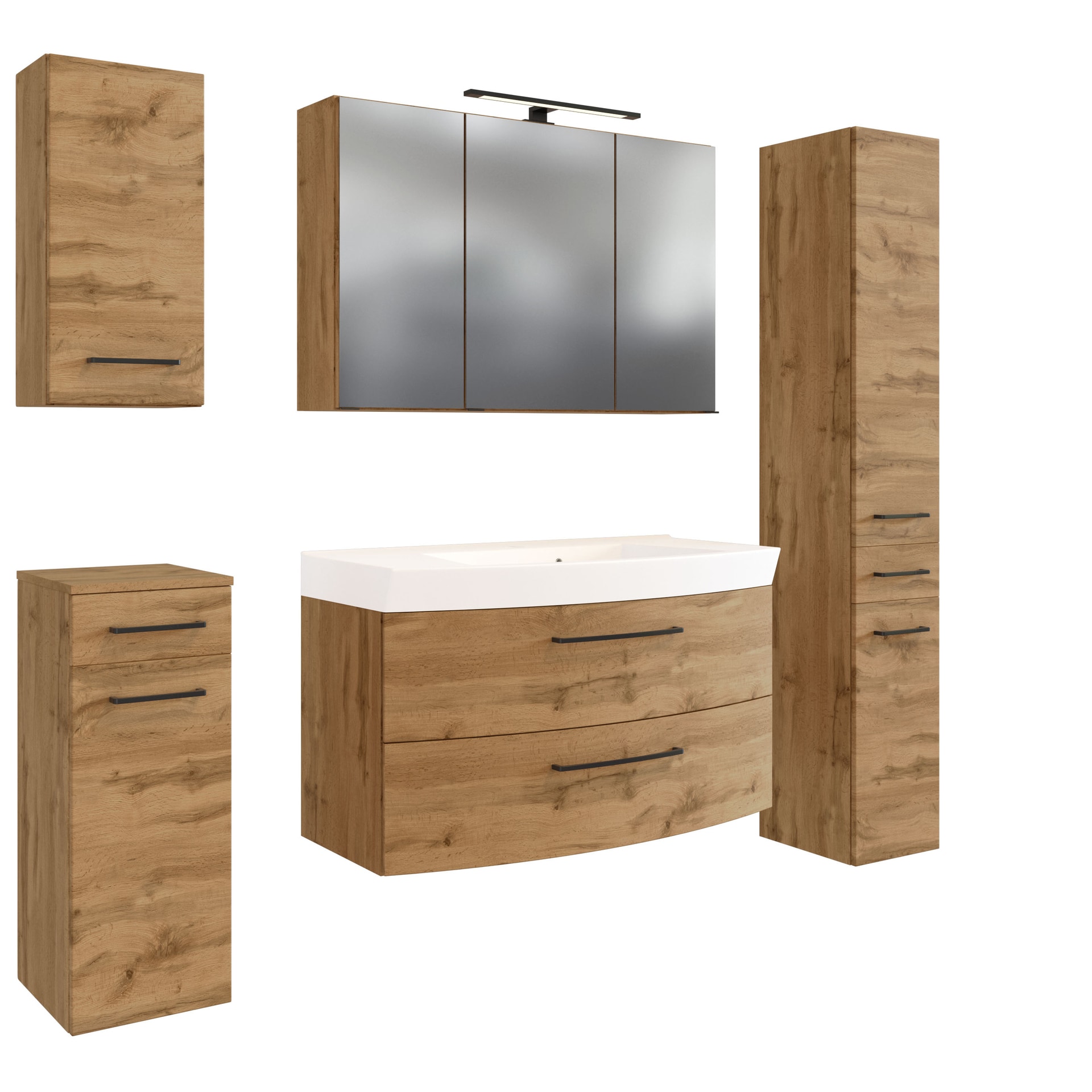 Badkombination Limburg braun 160 cm 5-teilig B/H/T 160x200x50 cm