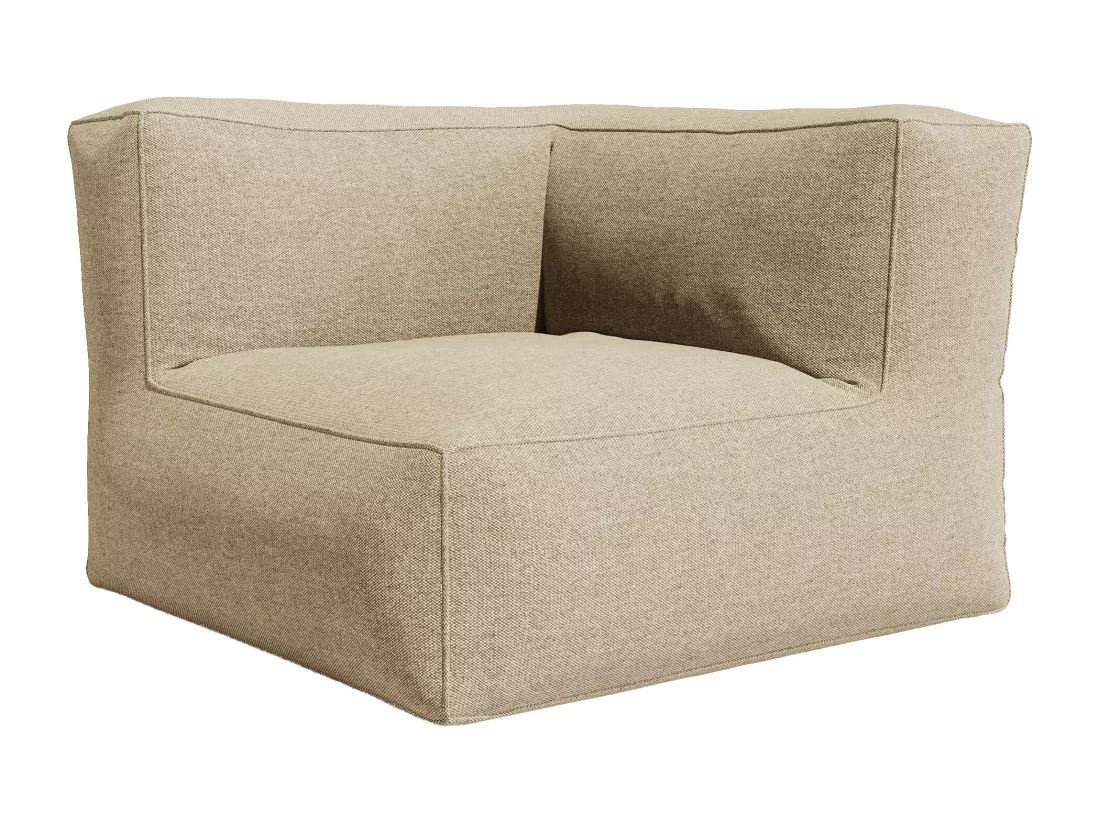 Salon de jardin en tissu 4 places : 1 fauteuil, 1 angle, 1 méridienne et 1 pouf - Beige - NOUMARA de MYLIA