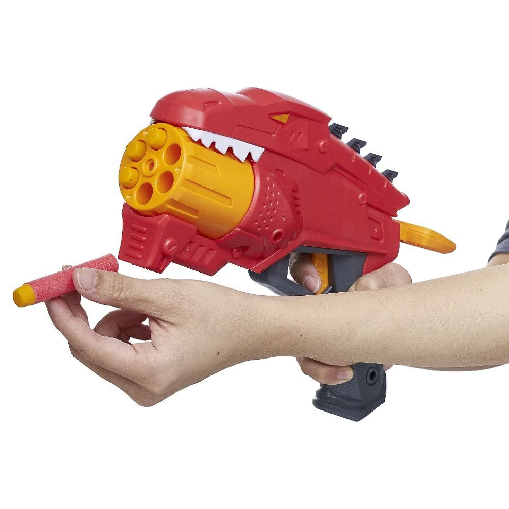 Pistolet dinosaure rouge et 8 fléchettes