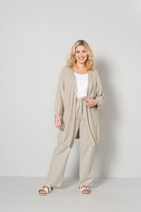 Strickjacke, offene Form, Strukturstrick, Langarm