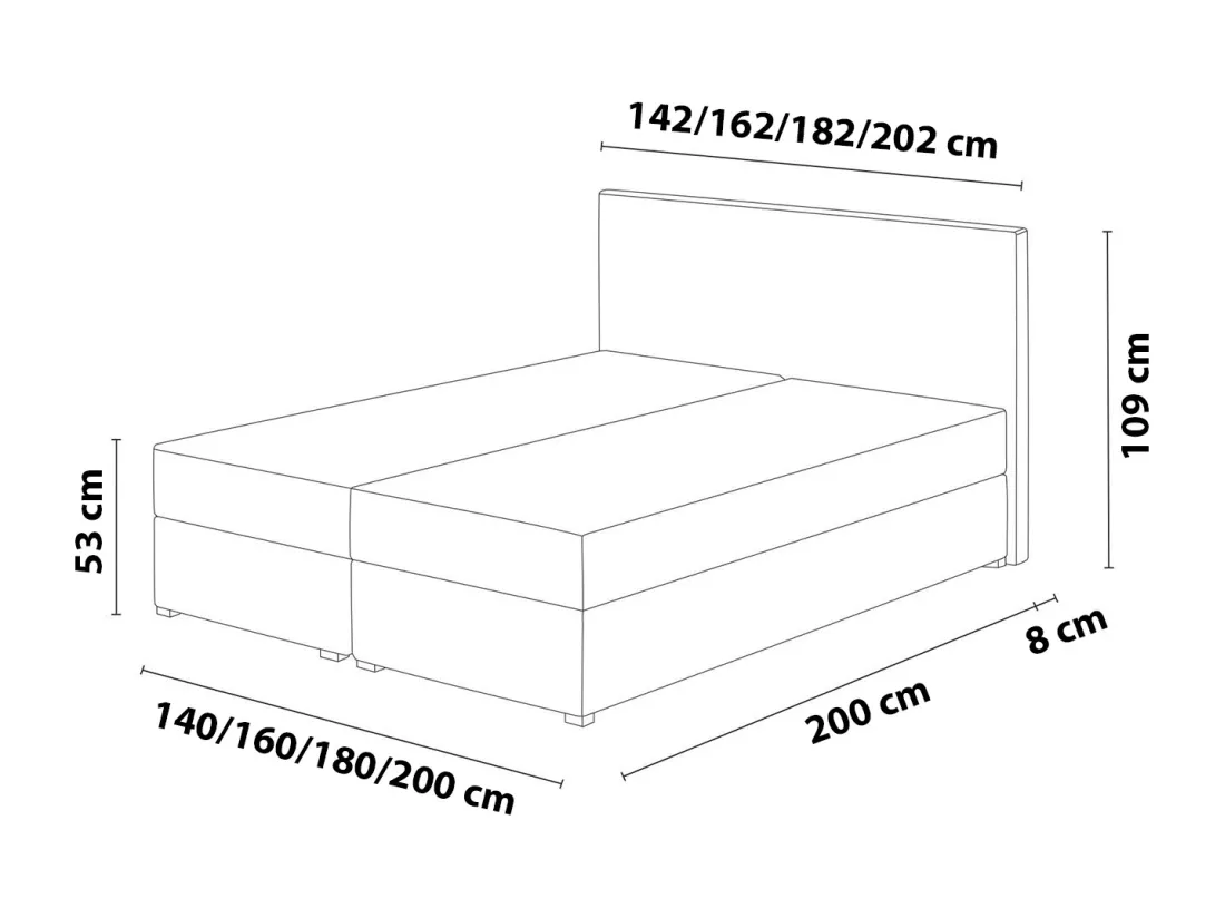 LIT BOXSPRING avec coffres Provo 160x200 cm, Gobi 97 (Noir)
