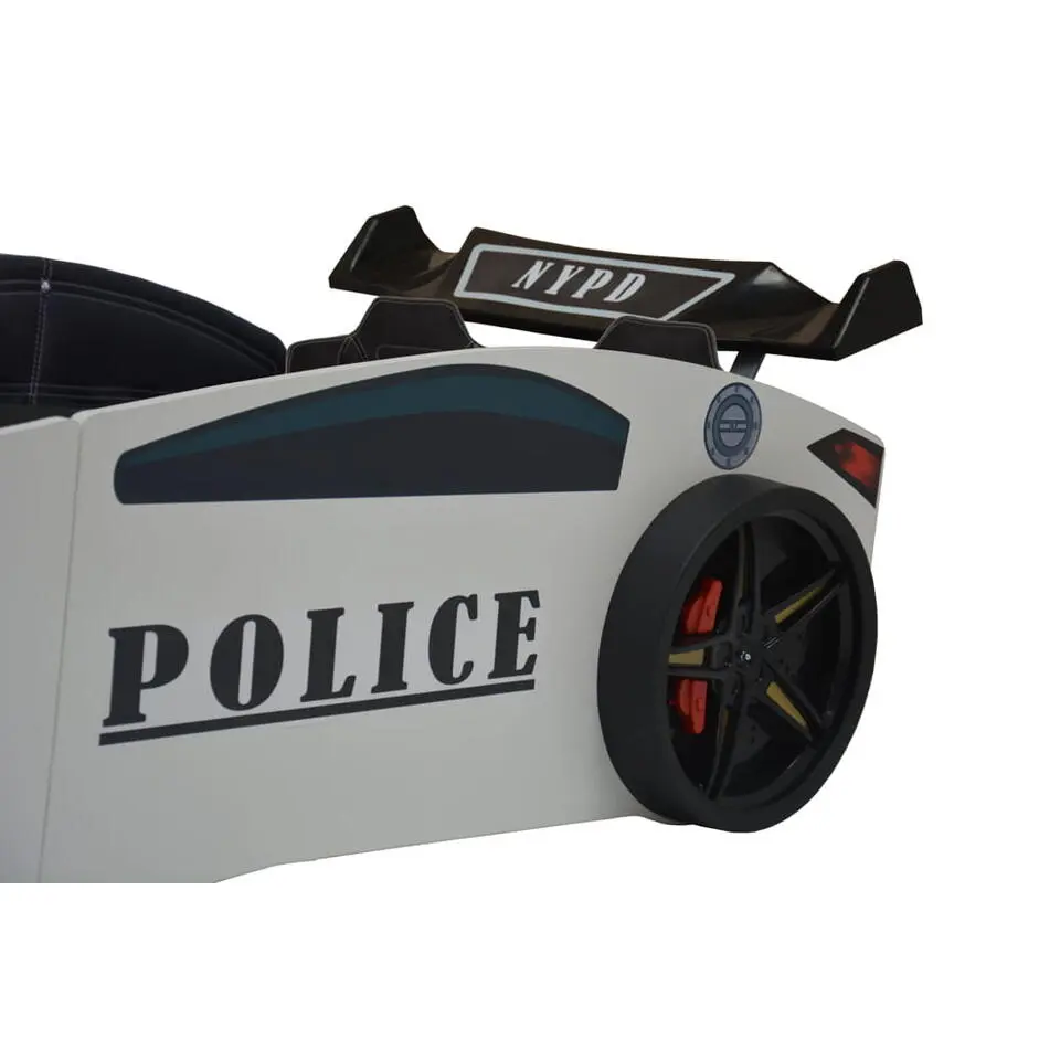 Politiebed - Autobed - Met licht en bekleding - 246x115x58 cm - Wit