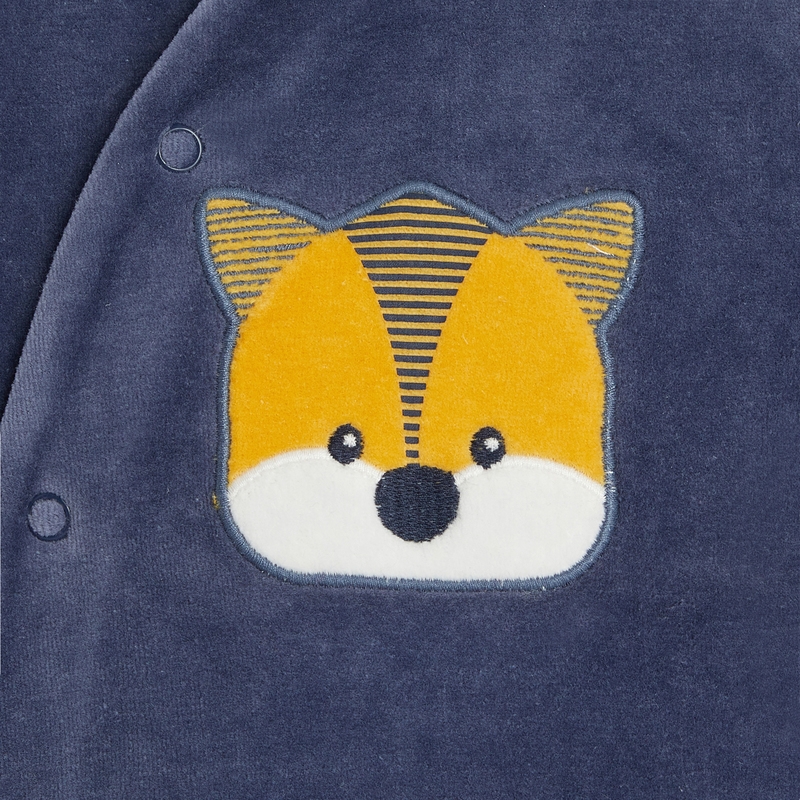 Dors-bien velours tête de renard bleu bébé garçon