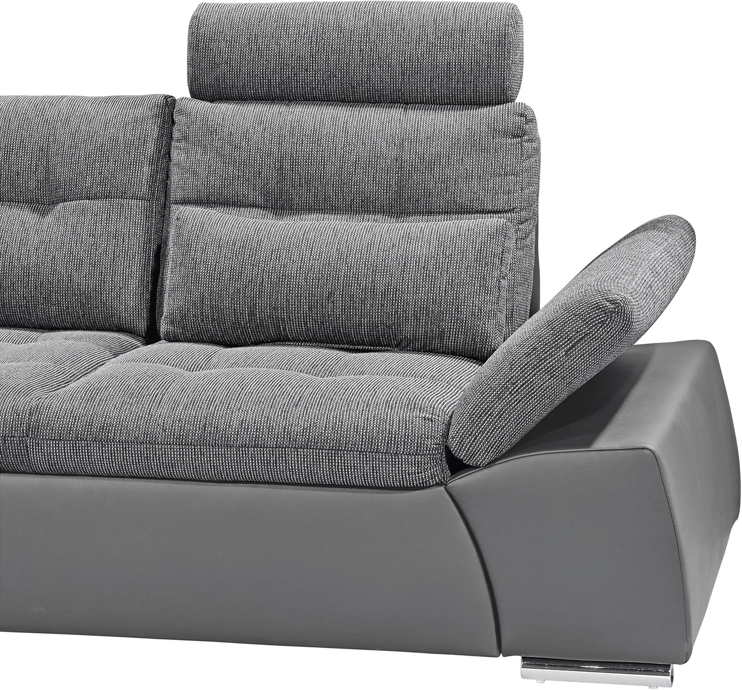 JAKARTA Ecksofa mit Schlaffunktion in Lederoptik, Dunkelgrau / Anthrazit - Moderne Eckcouch in L-Form mit verstellbaren Armlehnen - 260 x 103 x 219 cm (B/H/T)