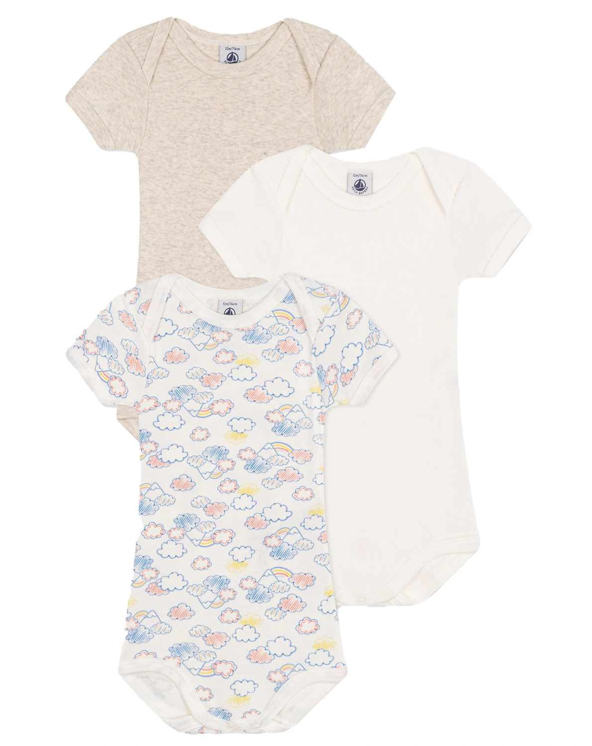 Kurzarm-Body CLOUDS 3er Pack in marshmallow