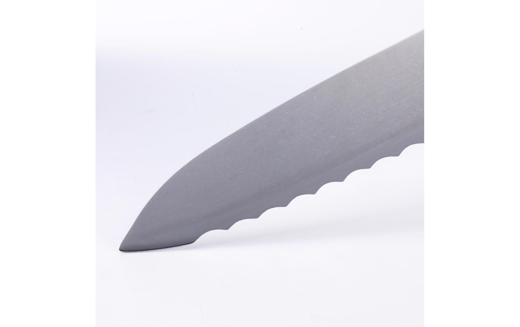 Brotmesser Custom 20 cm, Blau/SilberOffset-Messer mit Wellenschliff