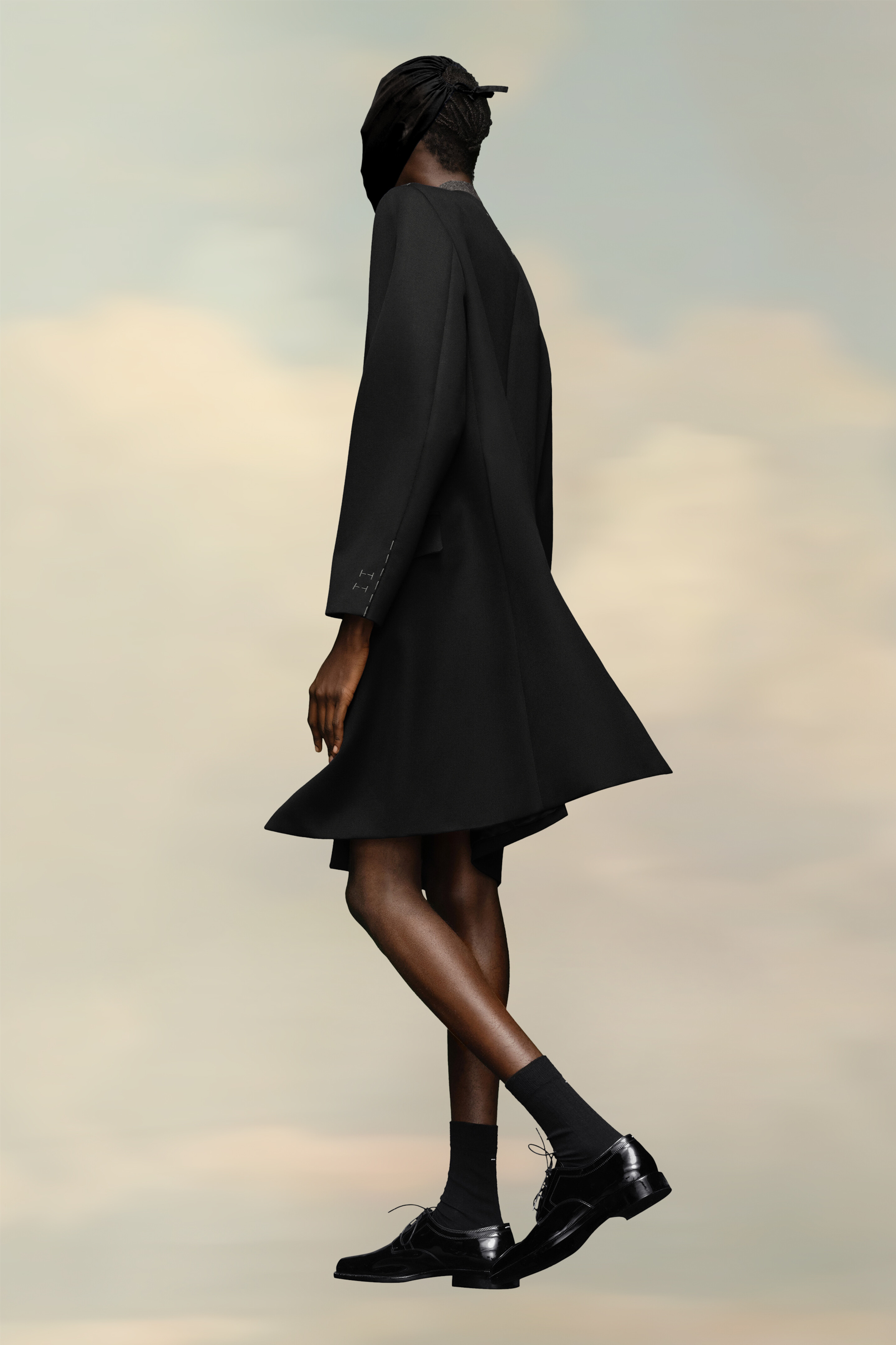 Manteau en cavalerie de laine Noir