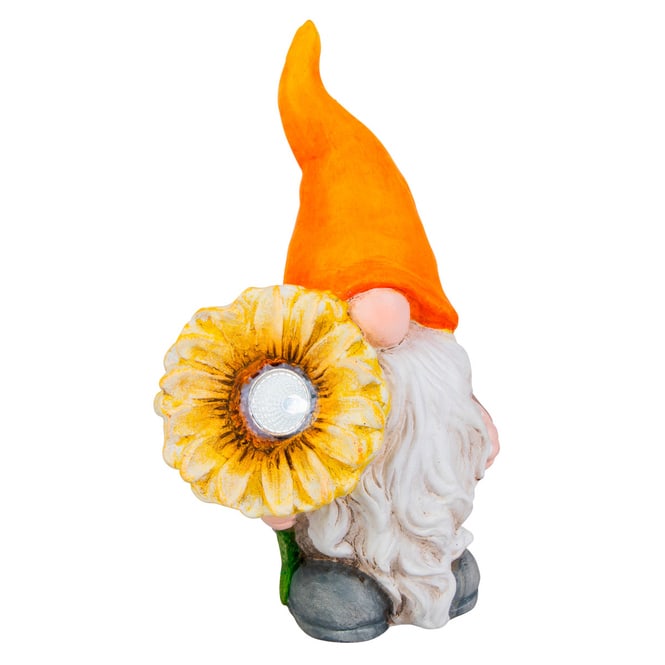 Wichtel mit Solar LED Blume - ca. 13,5 x 10 x 22,5 cm