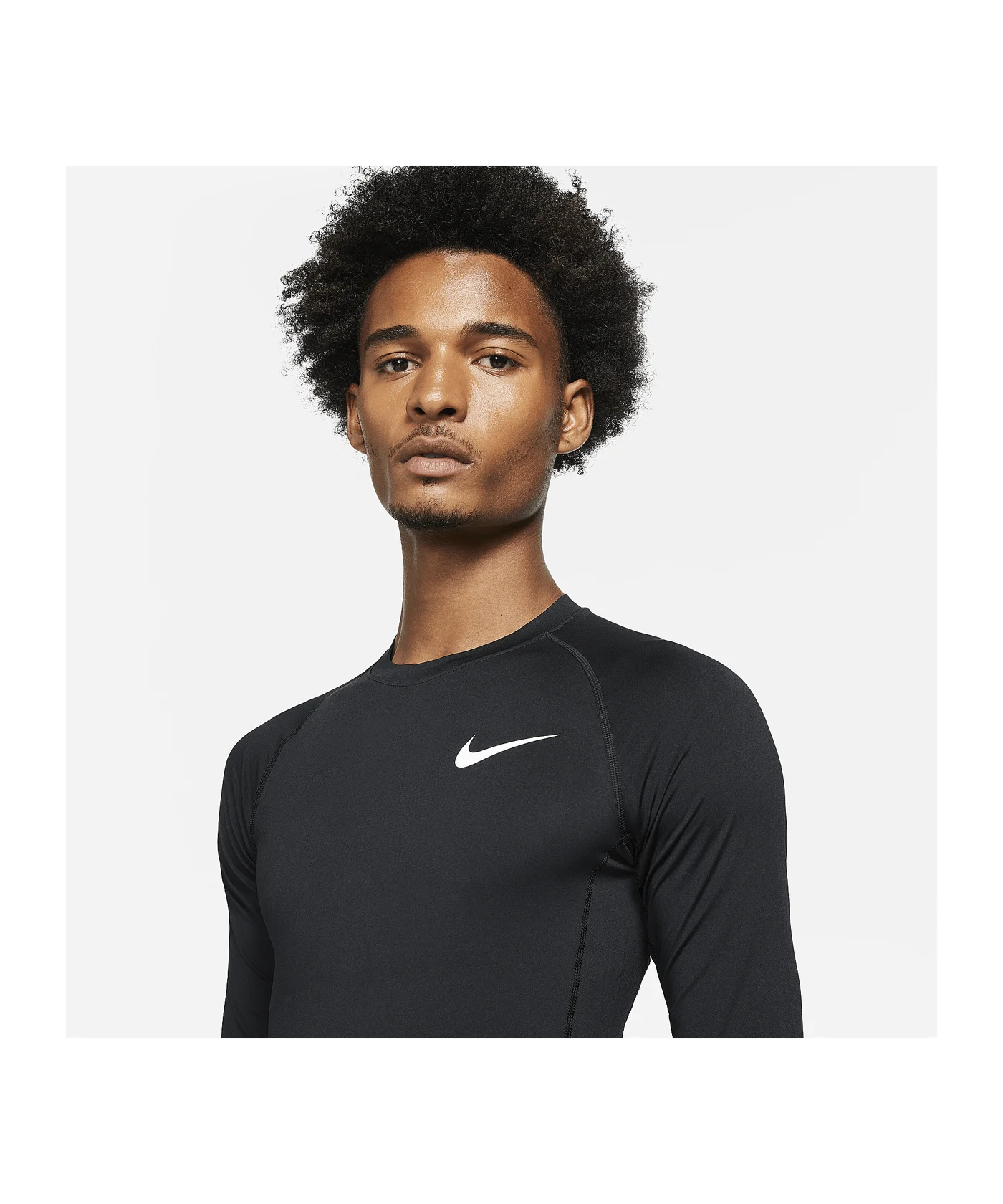 Nike Pro Longsleeve Schwarz Weiss F010