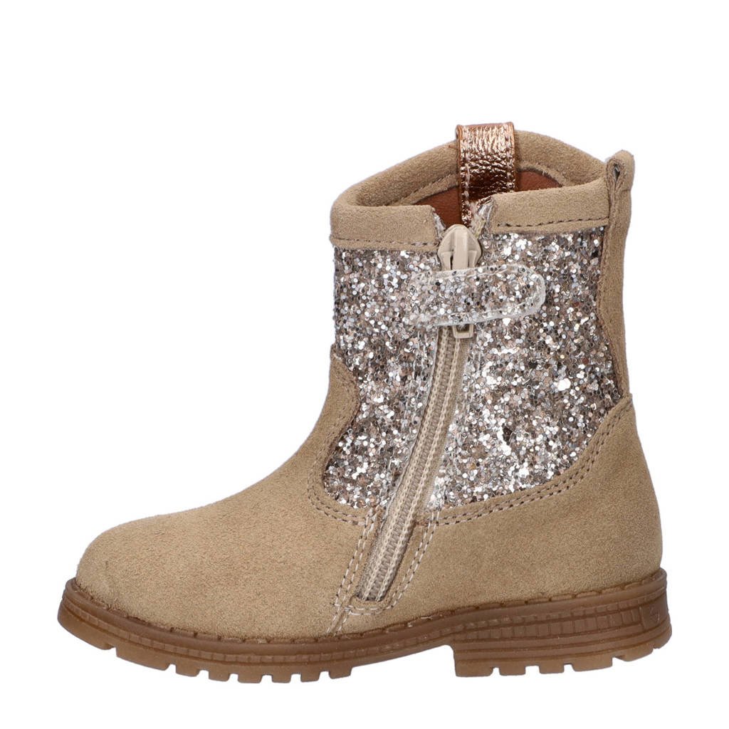 Nelson Kids suède laarzen met glitters beige