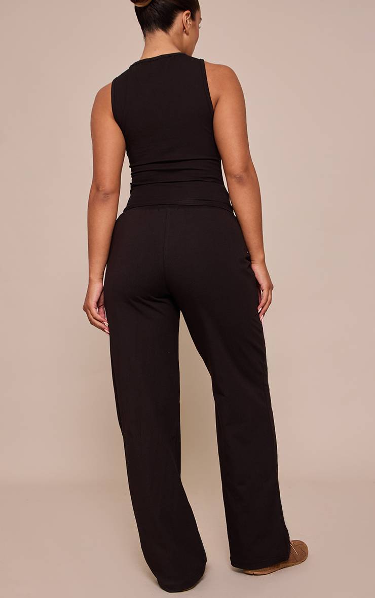 Noir Délavé Pantalon Large Taille Haute Shape Coordonné