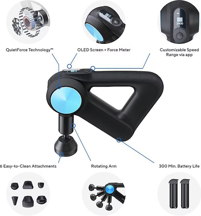 Theragun Pro Massagepistole Elektronische Muskelmassagepistole mit 6 Aufsätzen / Display / App Funktion (G4-PRO-PKG-EUUK) - Schwarz