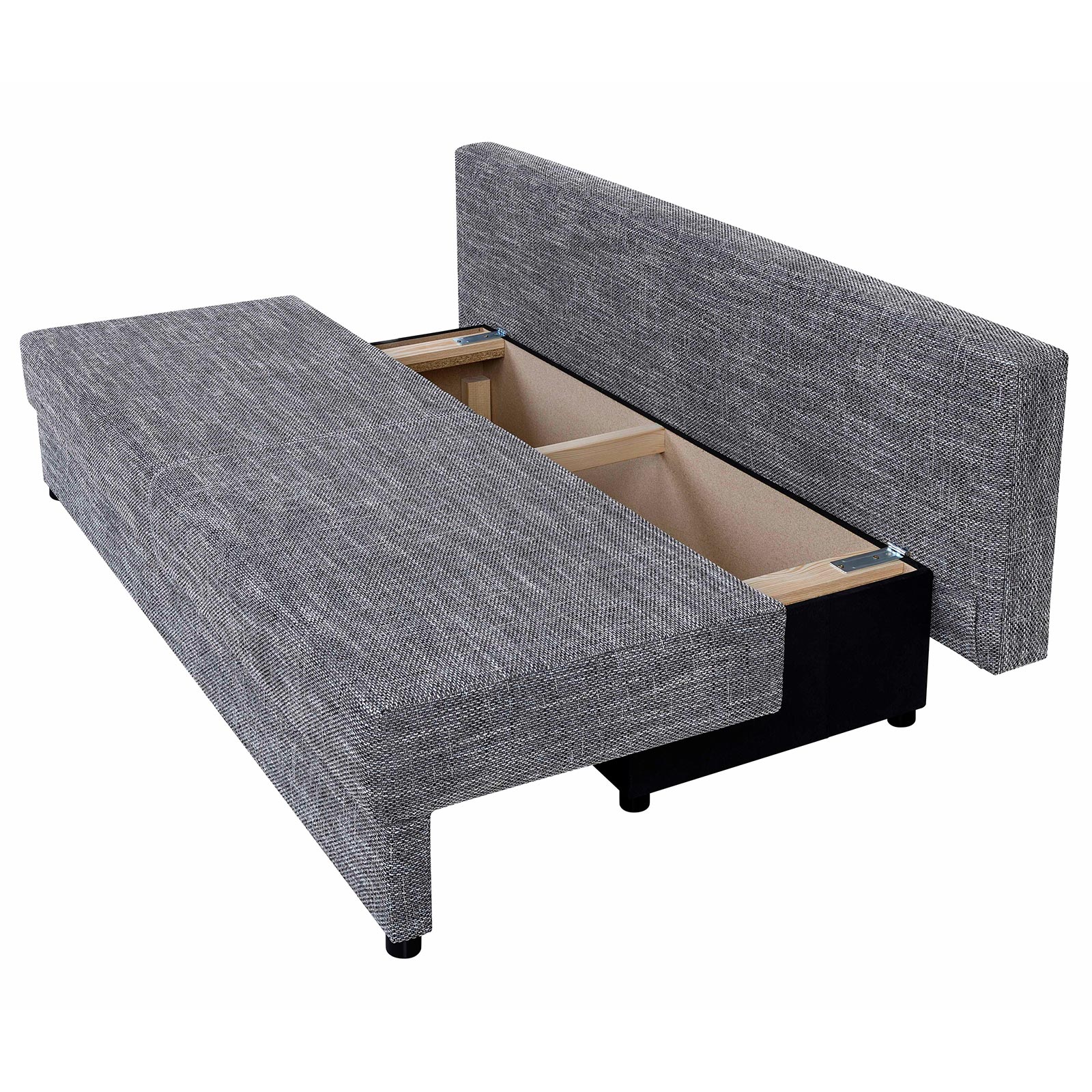 Schlafsofa - grau meliert - Webstoff - Staukasten