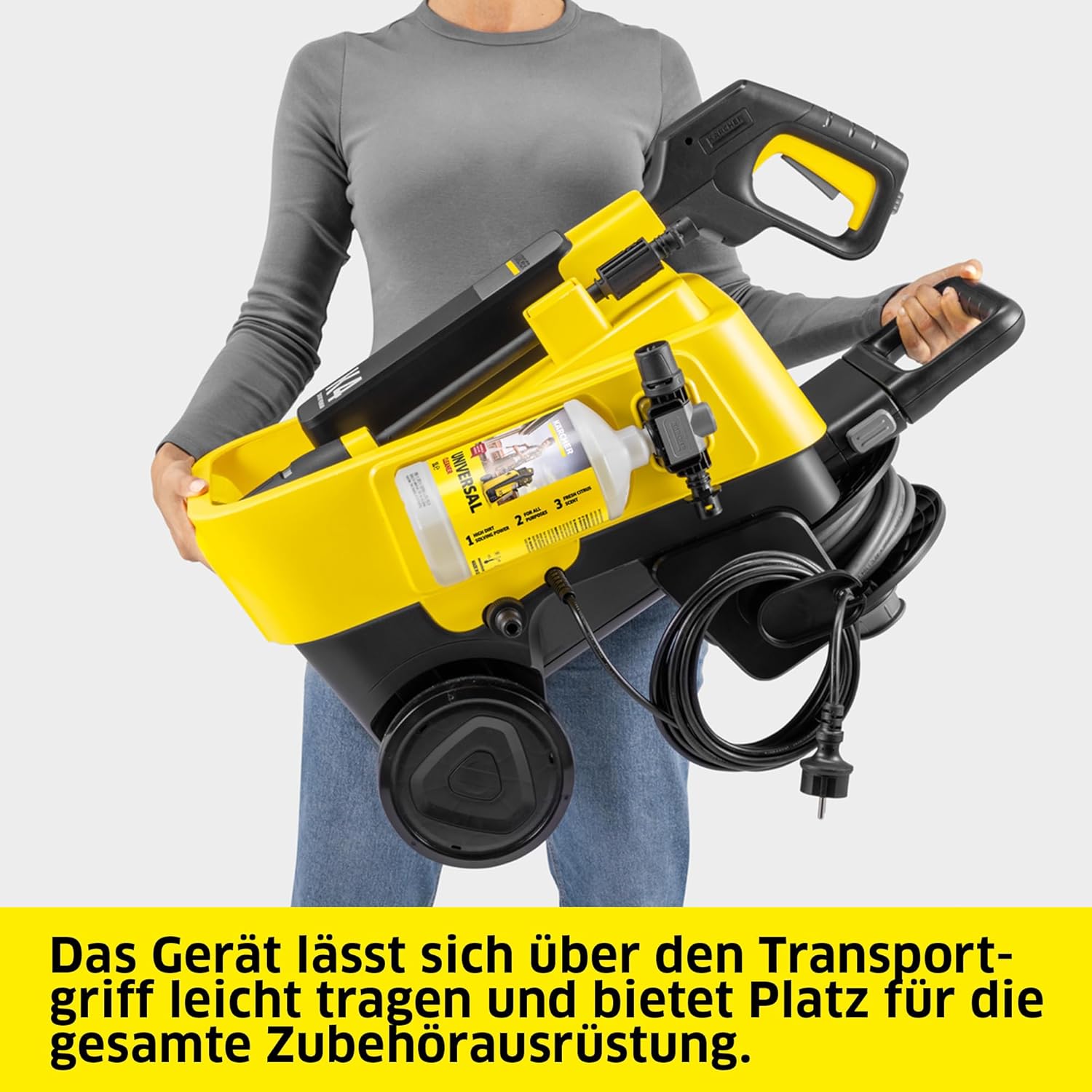 Kärcher Hochdruckreiniger K 4 Comfort Premium, Druck: max. 130 bar, Fördermenge: 420 l/h, Fläche: 30 m²/h, Gewicht: 17 kg, extra Flexibler Hochdruckschlauch, Schlauchtrommel, 4-in-1 Multi Jet