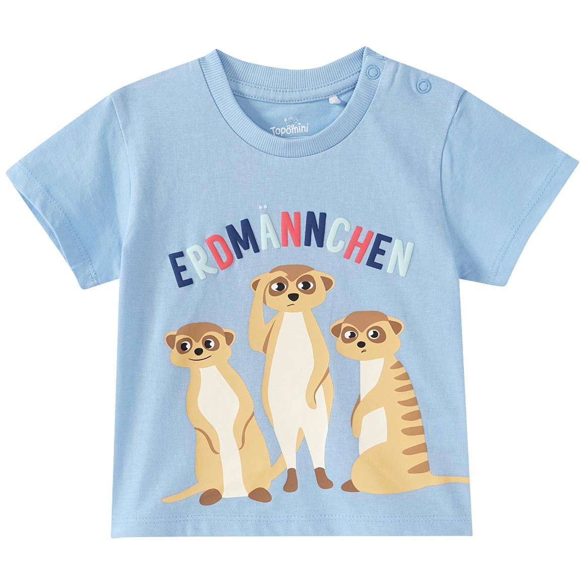 Topomini Baby T-Shirt mit Erdmännchen-Motiv hellblau