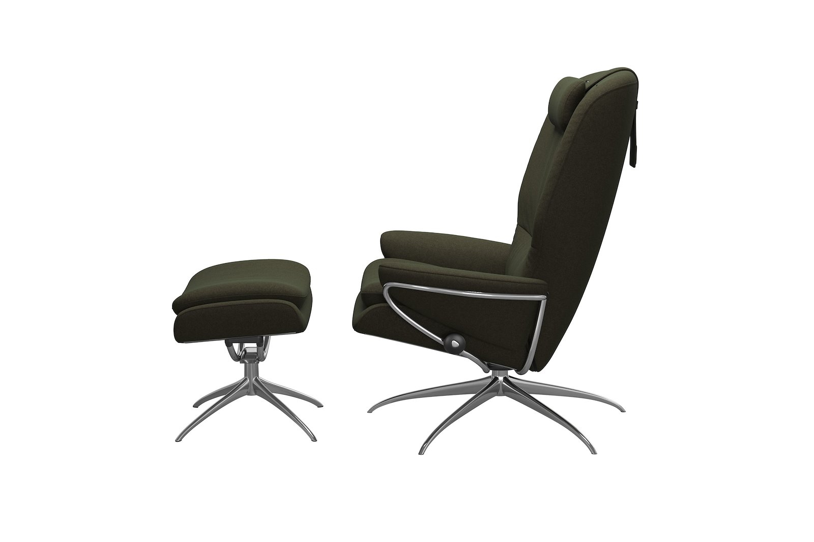 Rome lenestol m/krakk Tekstil Calido Green - Star - Chrome