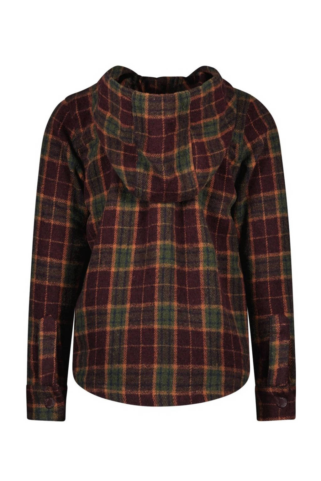 B.Nosy geruit overshirt Boaz met capuchon donkerrood/groen