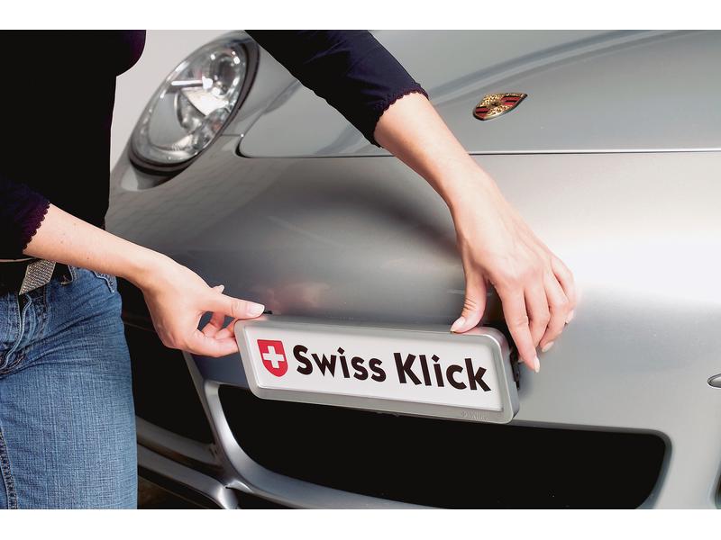 Swiss Klick Kennzeichenhalterset Langformat Weiss Nummernschild-Set 8 x 30 cm und 11 x 51 cm