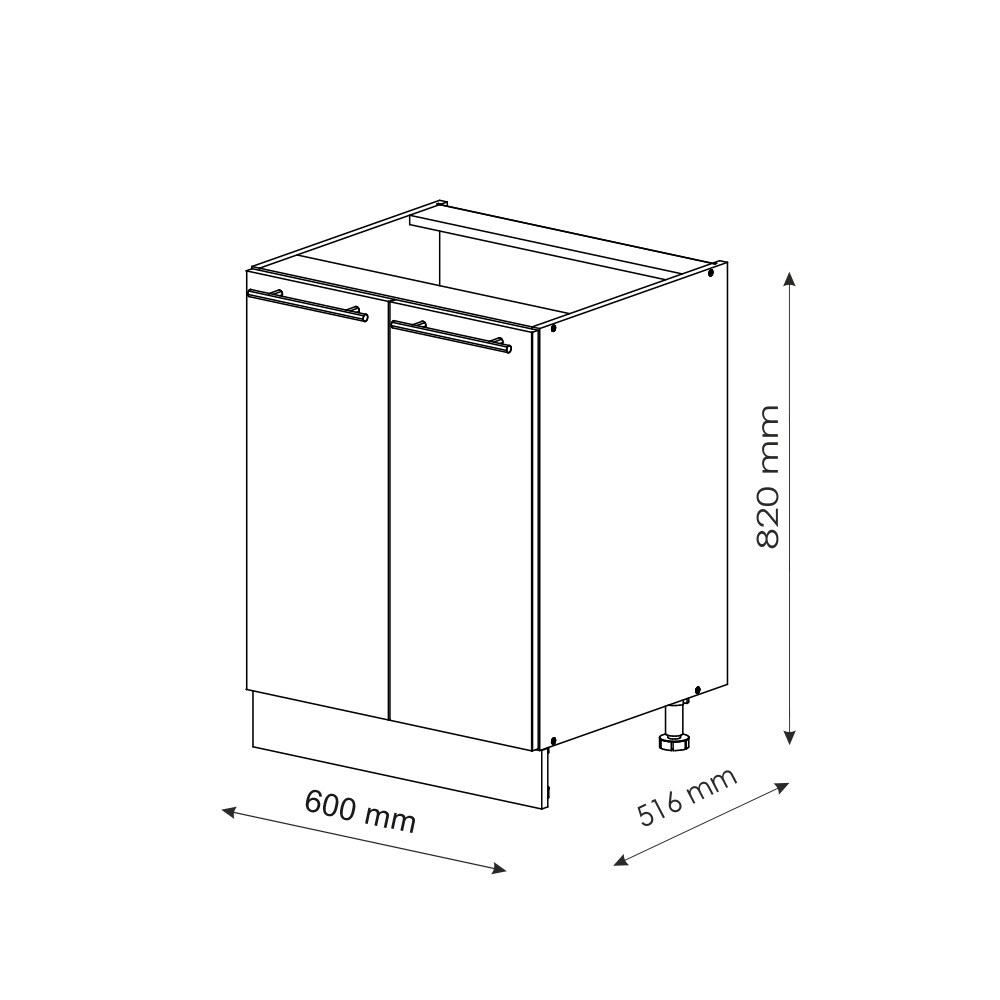 Vicco Unterschrank Küchenschrank Küchenmöbel Fame-Line Eiche Anthrazit-Gold Landhaus 60 cm Küche Einbauküche Drehtür Einlegeboden Blende Küchenzeile