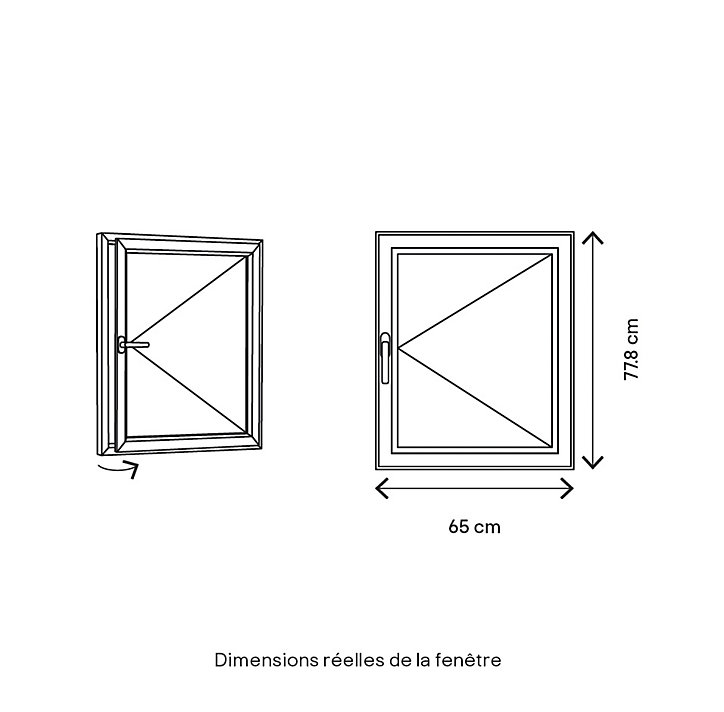 Fenêtre bois 1 vantail GoodHome - l.60 x h.75 cm, tirant droit