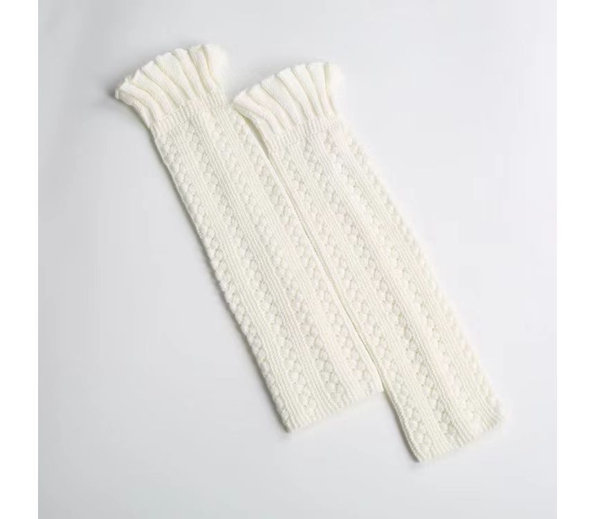 laceyleft - Effen geplooide pointelle gebreide beenwarmers
