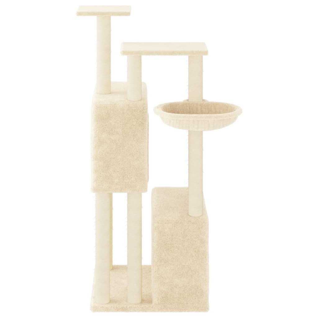 arranhador para gatos vidaXL com postes de sisal, cor creme, 122 cm