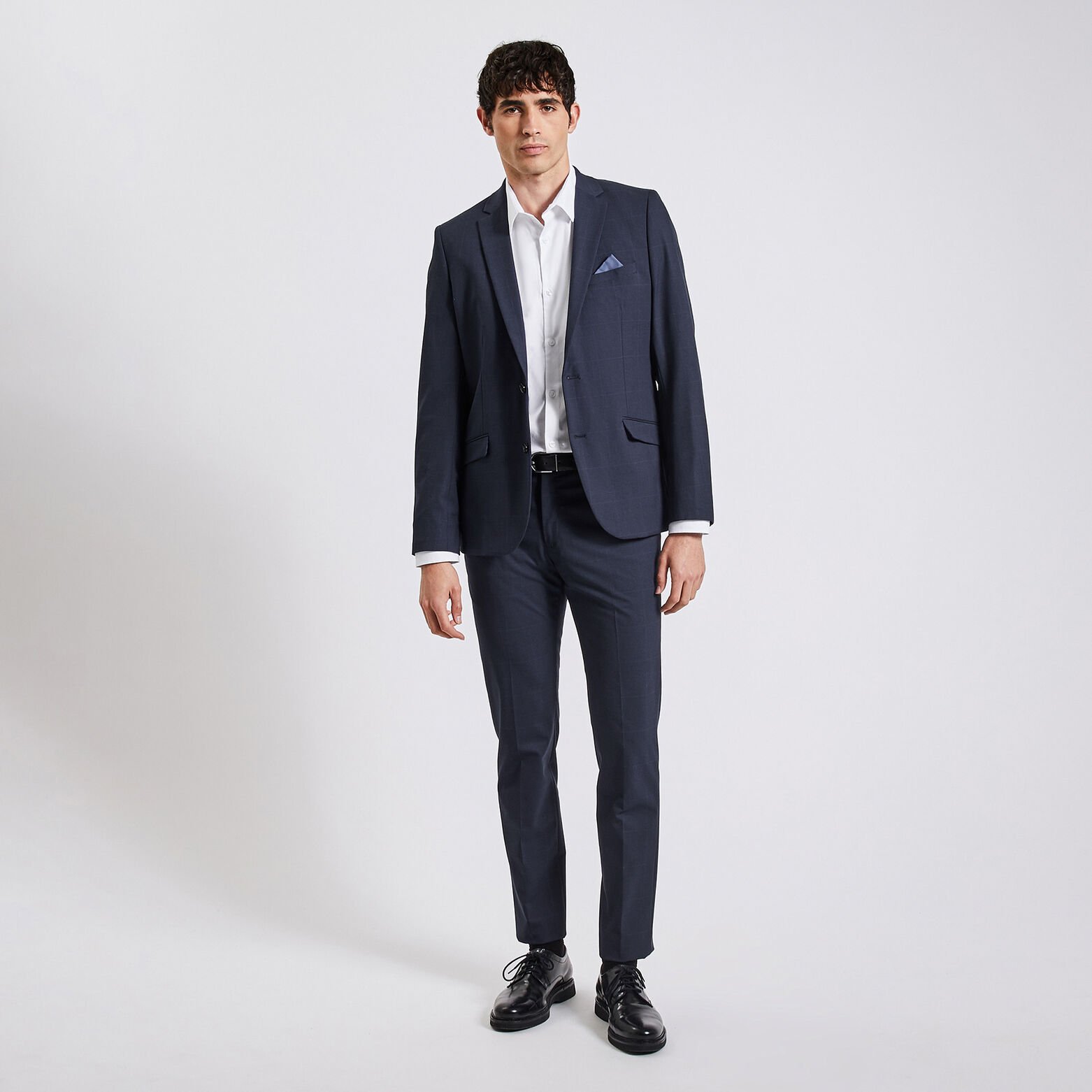 Veste de costume à carreaux slim Bleu