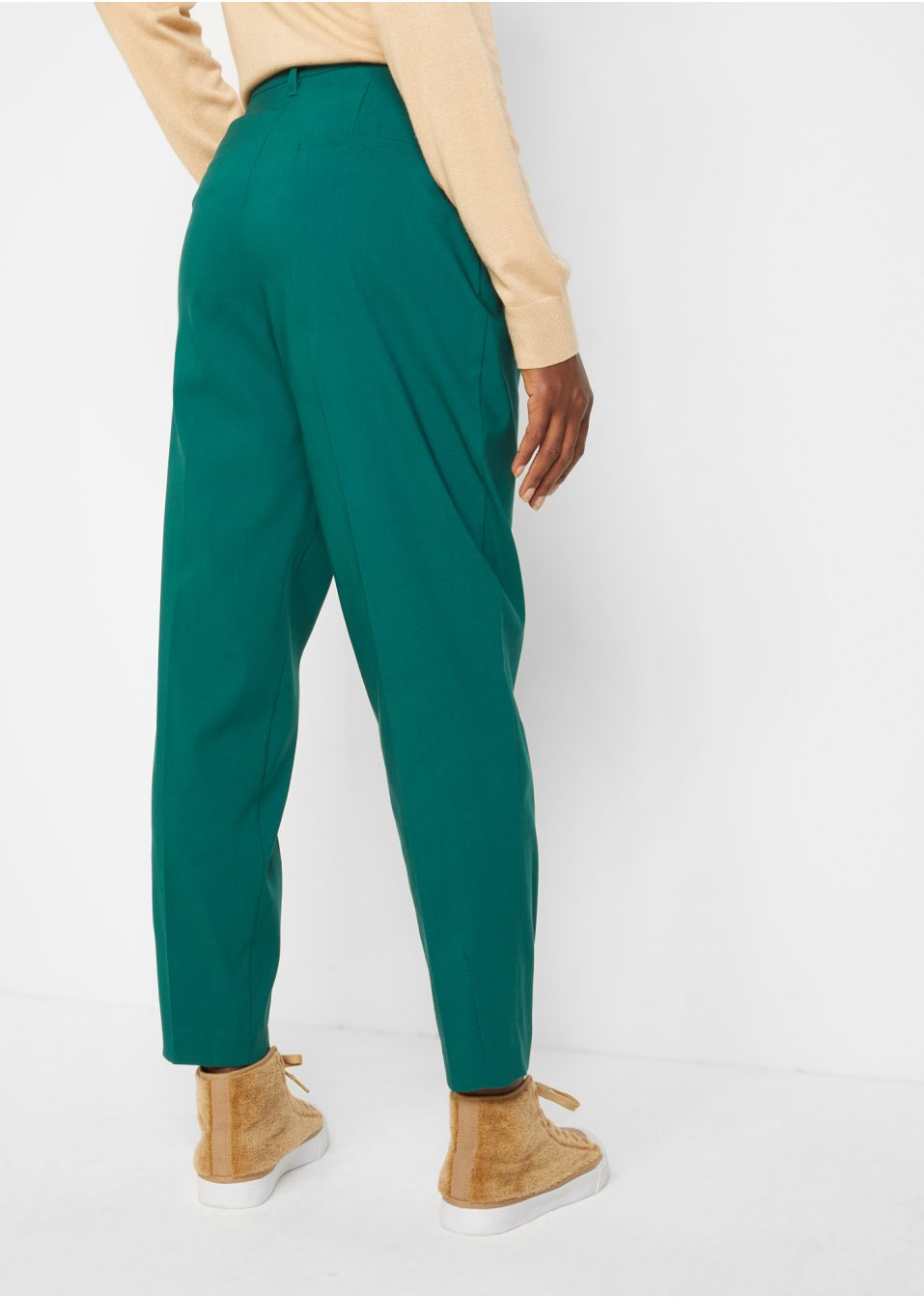 Pantalon en bengaline coupe Barrel avec patte de boutonnage
