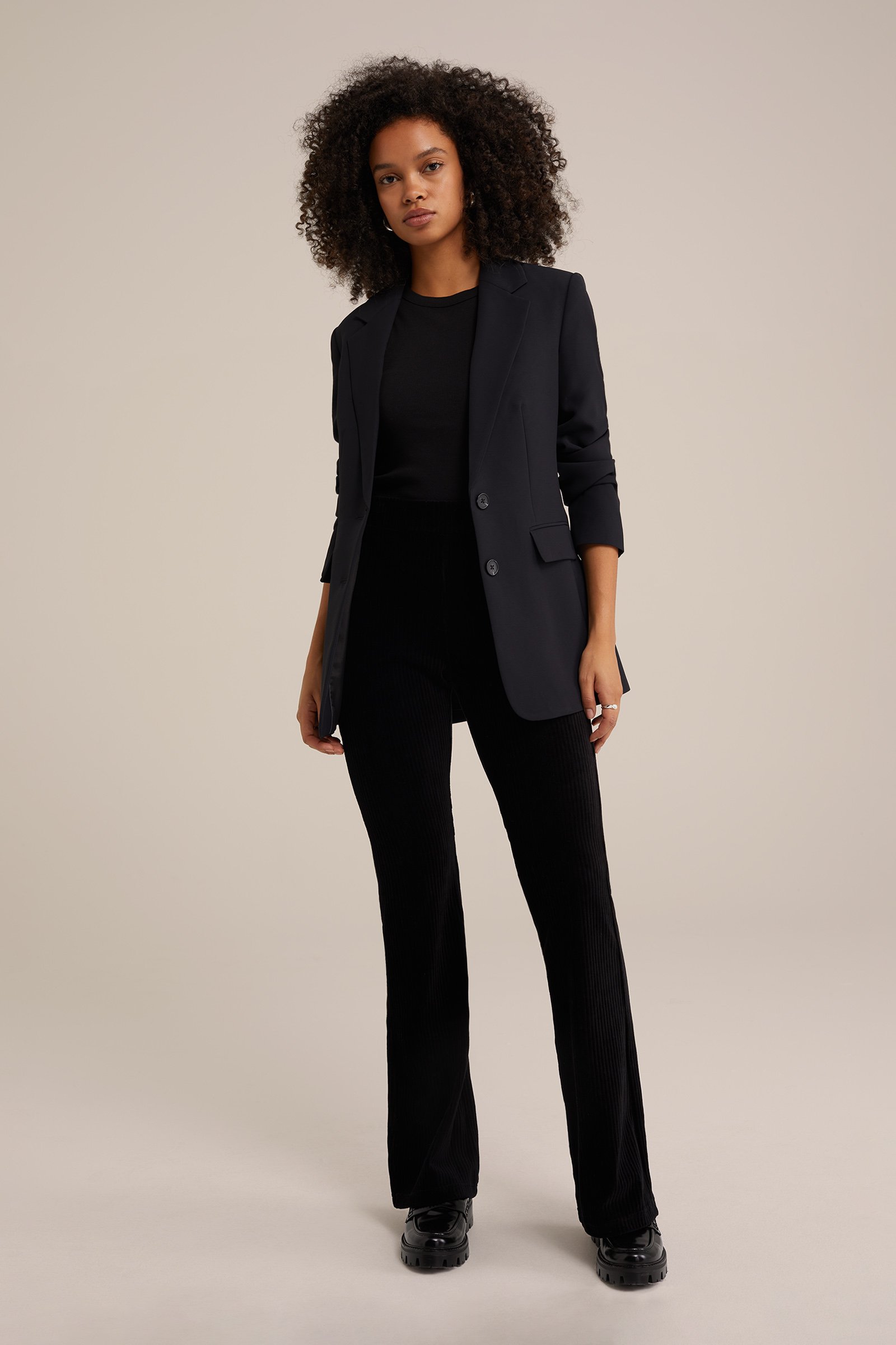 flared legging van ribstof WE Fashion Zwart