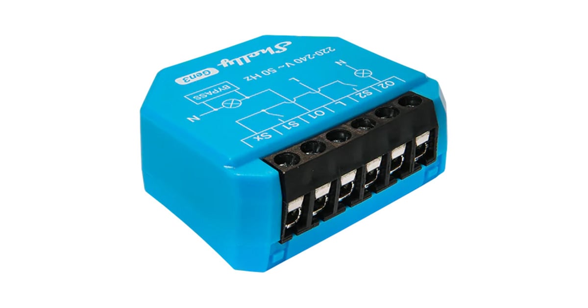 Shelly2L Gen3 slimme 2-kanaals schakelaar  (Blauw)