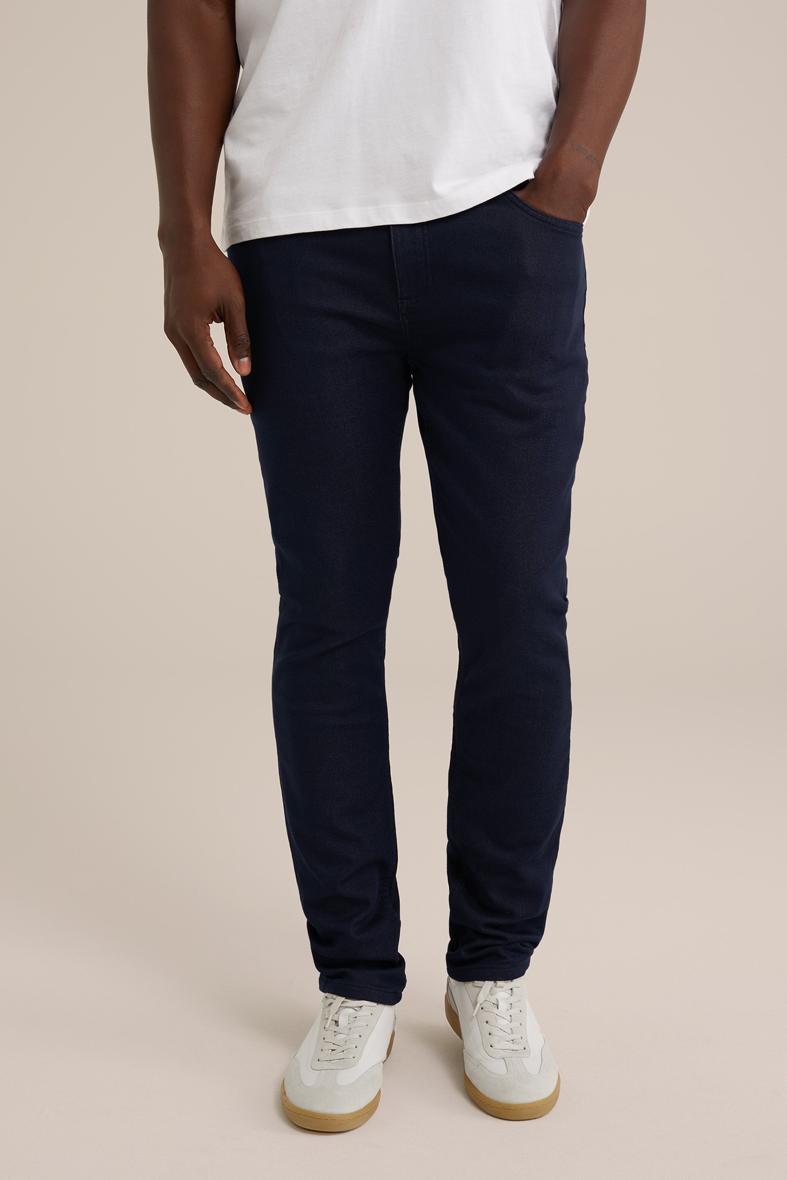 slim fit broek van jog denim Fundamentals Donkerblauw