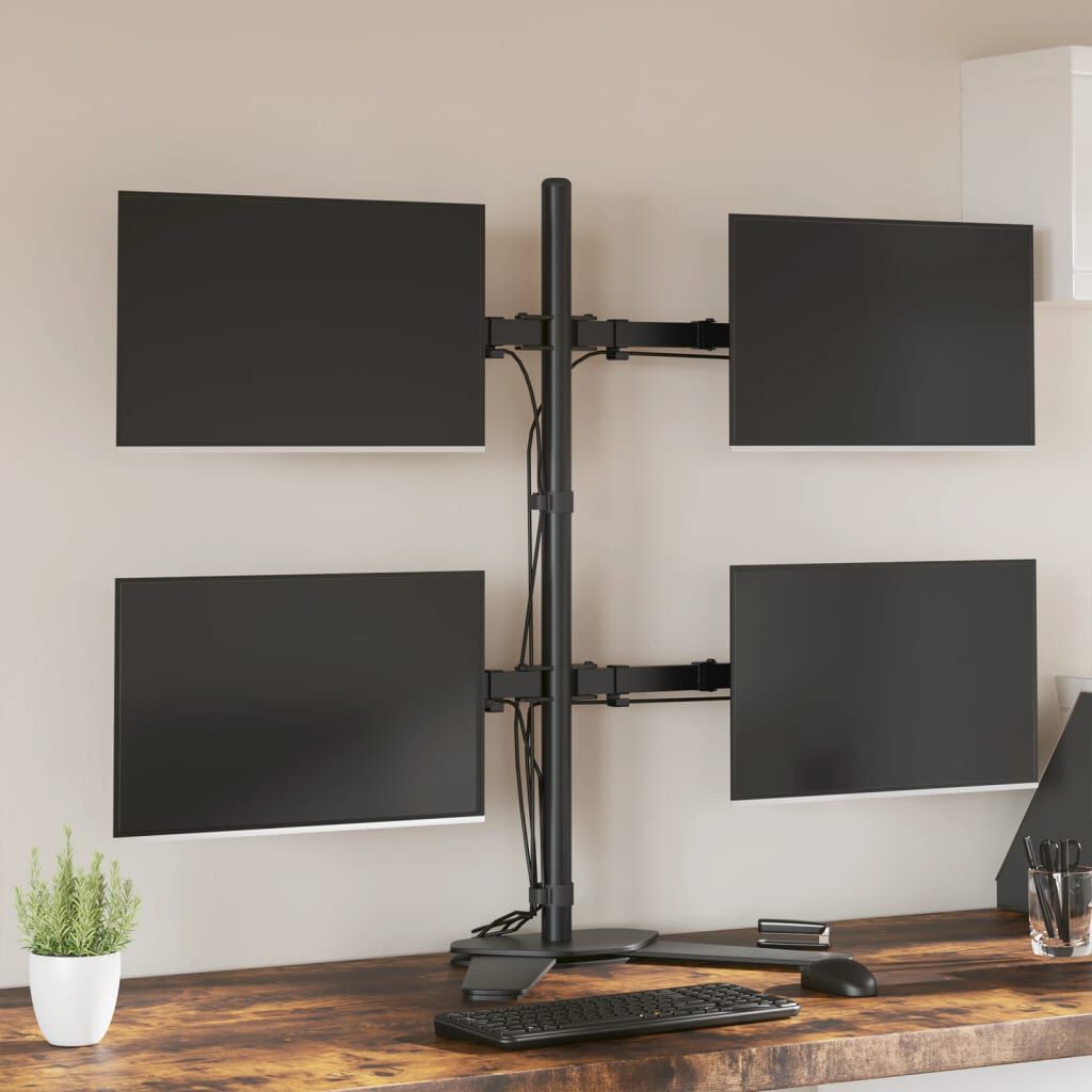 vidaXL Monitorstandaard, zwart, staal, VESA 75/100 mm