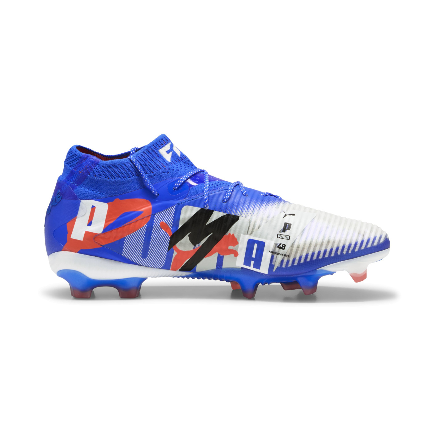 PUMA Future 8 Ultimate Forever Gras Voetbalschoenen (FG) Wit Blauw Oranje