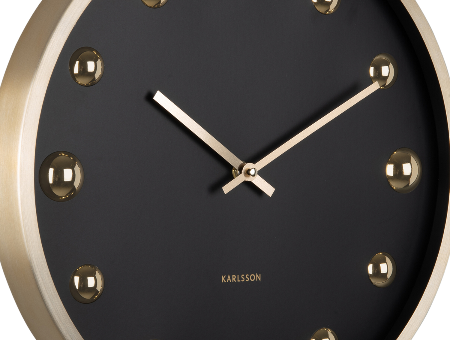 Wall clock Shiny Dots black w. gold