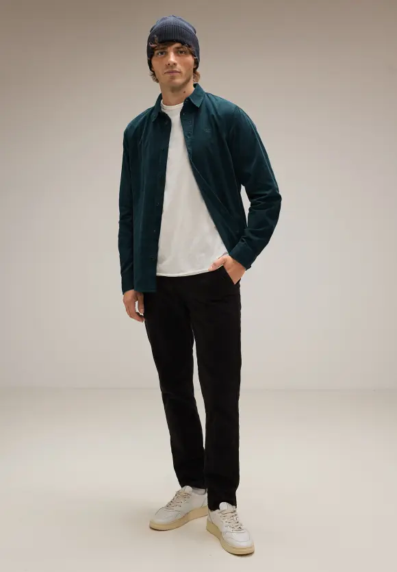 Lässiges Cordhemd - deep teal green