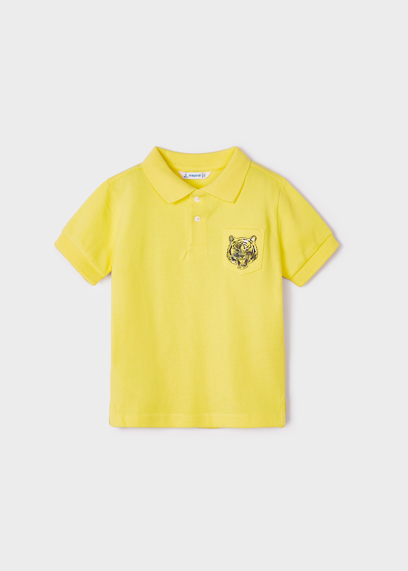 Camisa polo de manga curta com estampa, feita de algodão para meninos