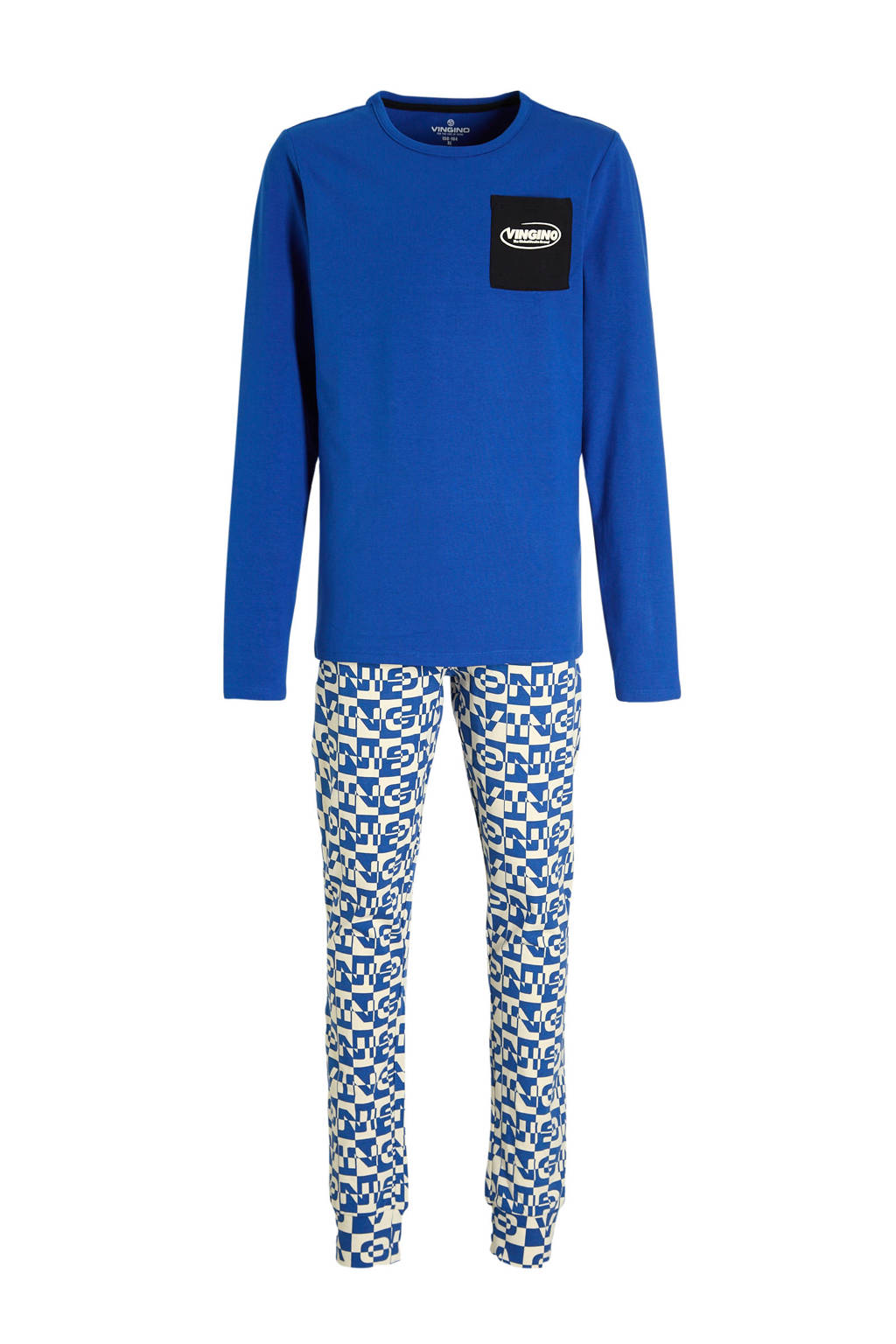 Vingino pyjama Wopi met all over print kobaltblauw/wit