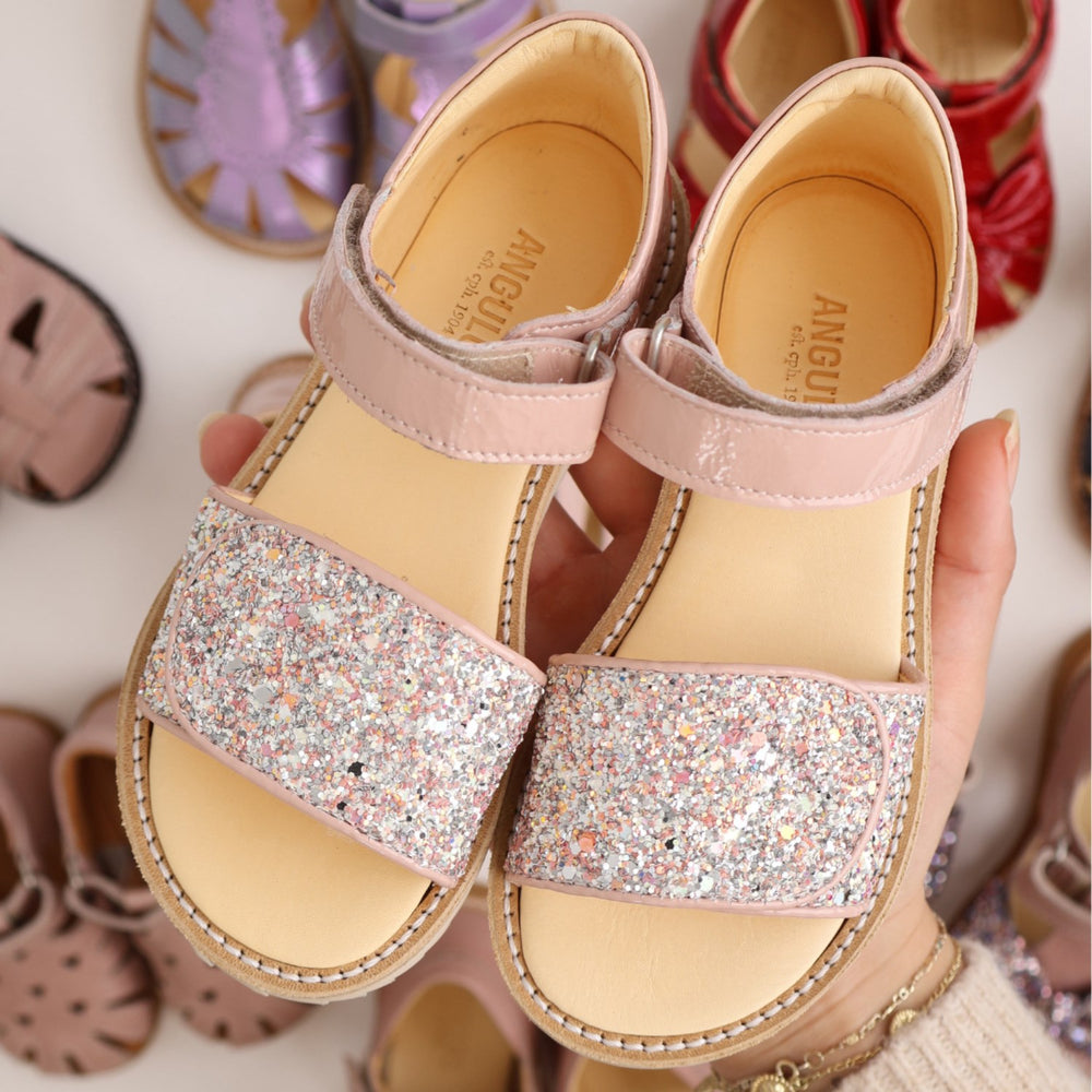 Køb Angulus Rosebud/Rosebud Glitter Laksandal Med Funklende Glitterdetalje