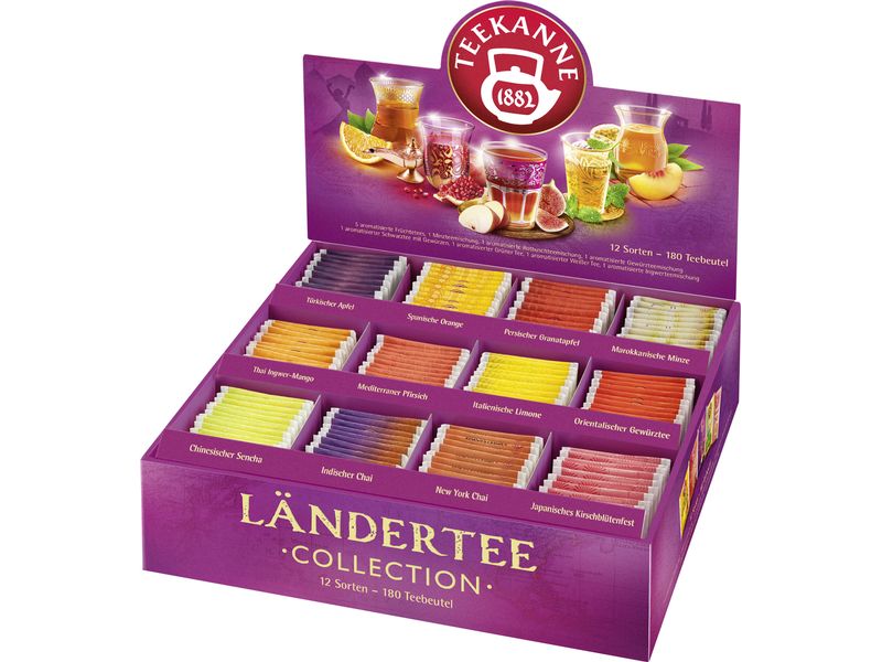 Teekanne Teebeutel Ländertee Collection Box 180 Stück Ausgewählte Teesorten aus verschiedenen Ländern in einer Box vereint