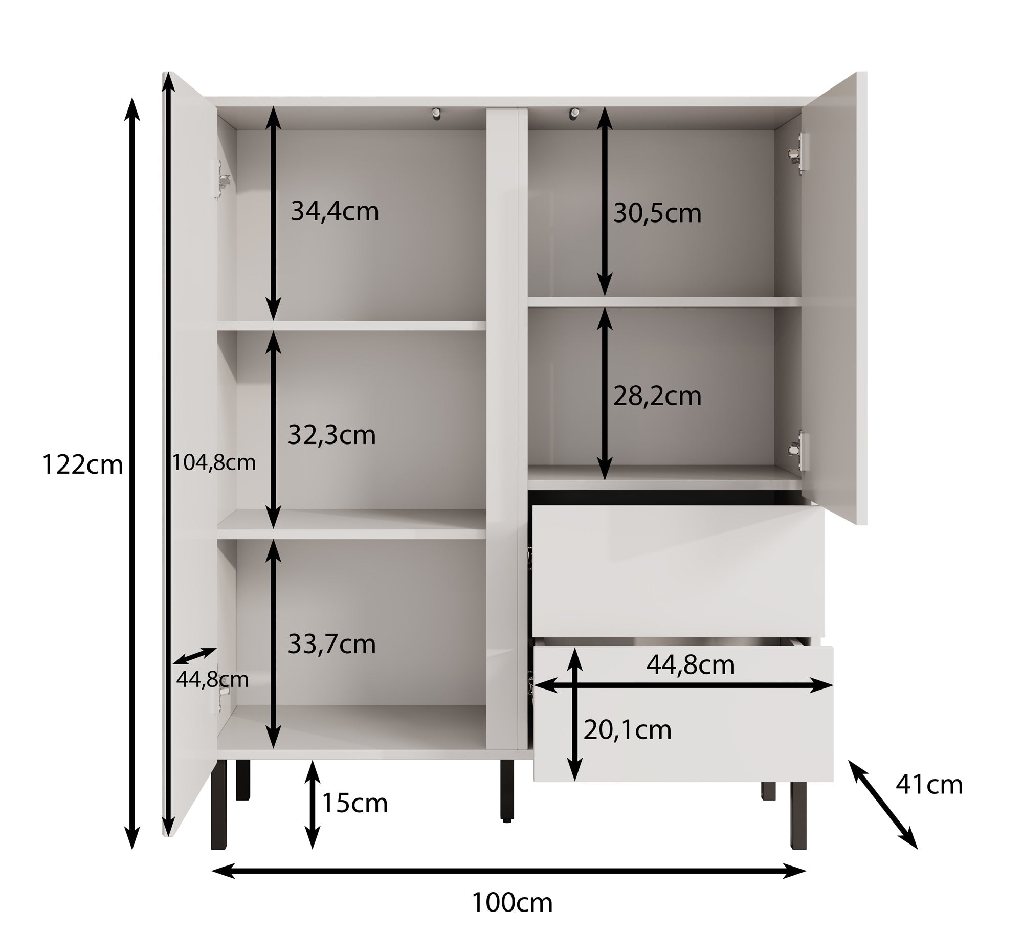 Meubella - Dressoir Margareth - Eiken - 100 cm - Hoog