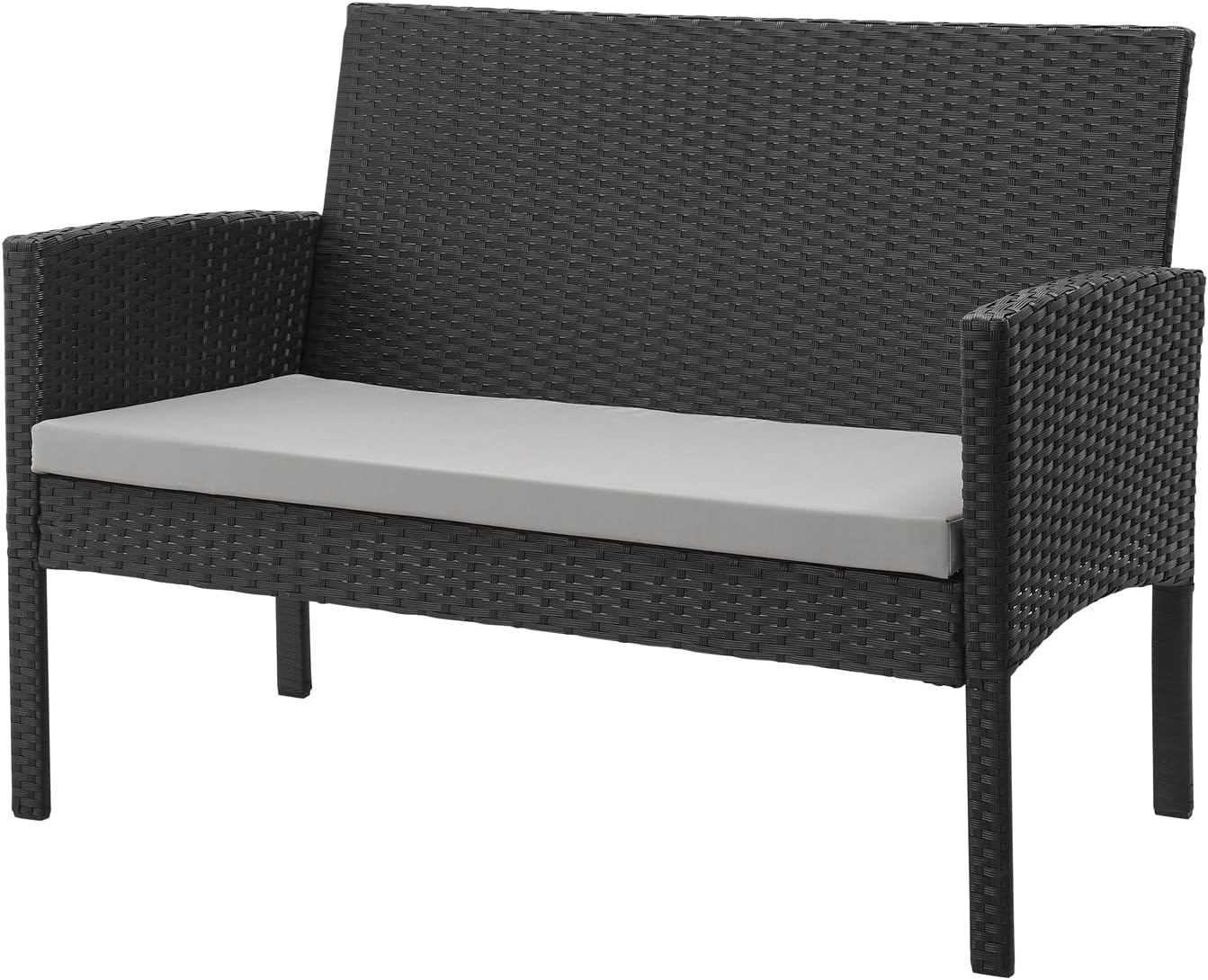SVITA Brooklyn XL Polyrattan Essgruppe Lounge Garnitur Gartenmöbel Set Esstisch Schwarz