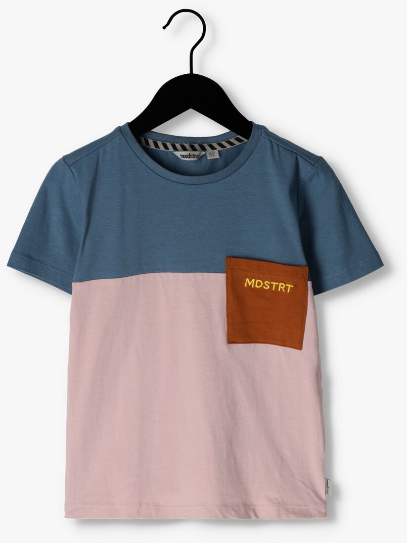 MOODSTREET lila moodstreet t-shirt t-shirt colorblock with contrast chestpocket
