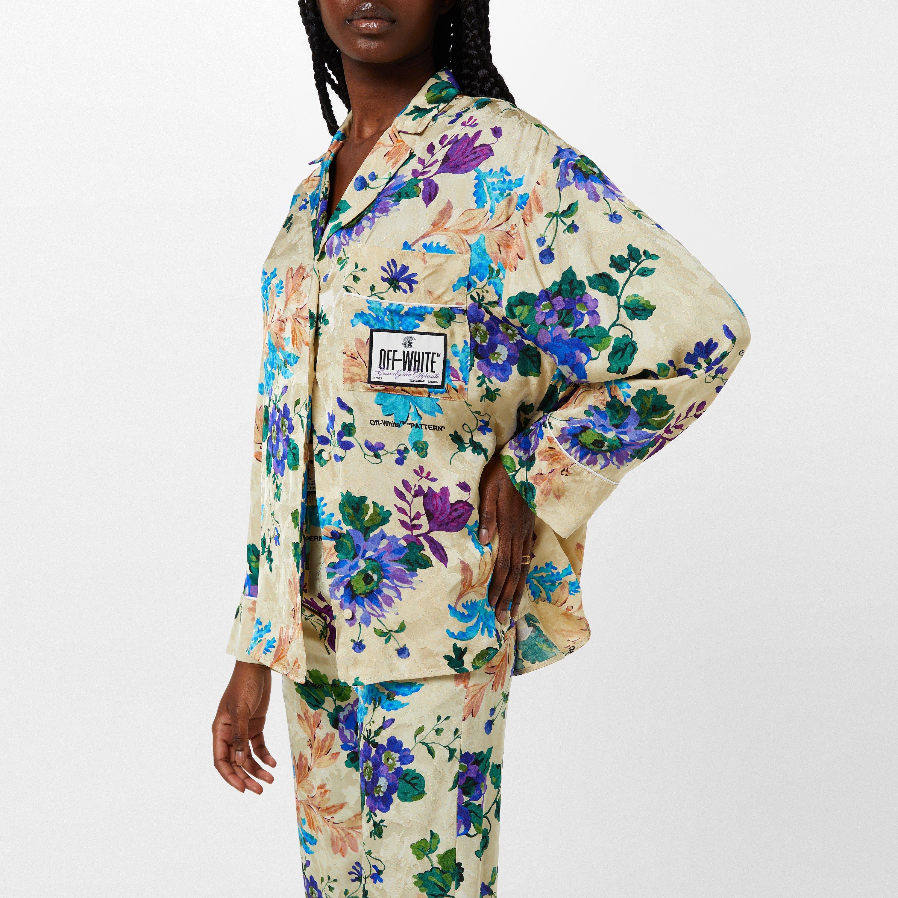 Off White Floral Pyjama Shirt