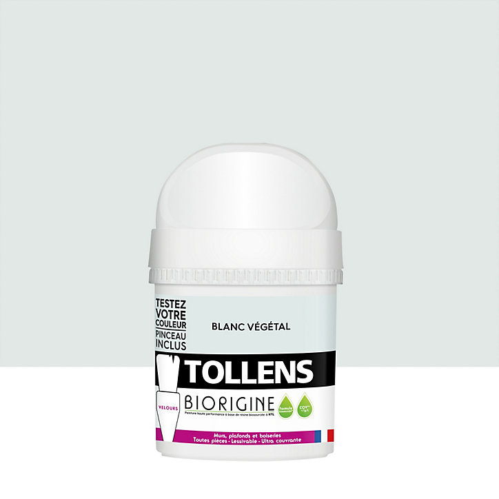 Testeur de peinture murs et plafonds Biorigine Tollens velours blanc végétal 50ml