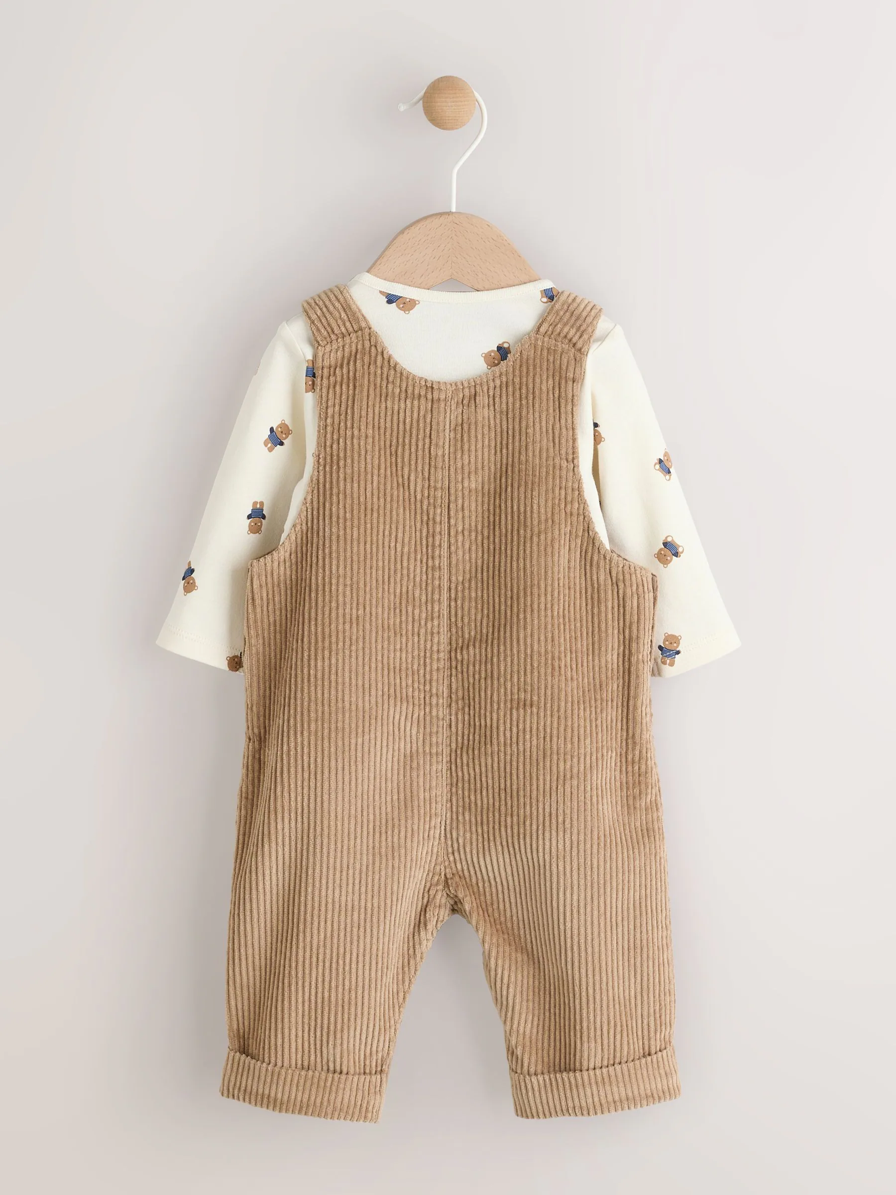 Bruin met bruine beer - Babyset van tuinbroek en rompertje (0mnd-2jr)